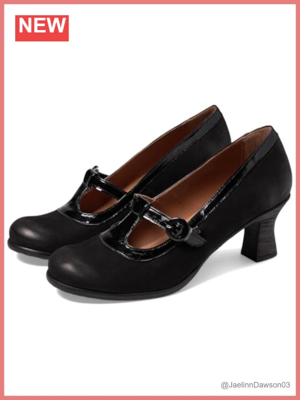 Women's Kitten Heel Oxford Loafers T-Strap Round Toe